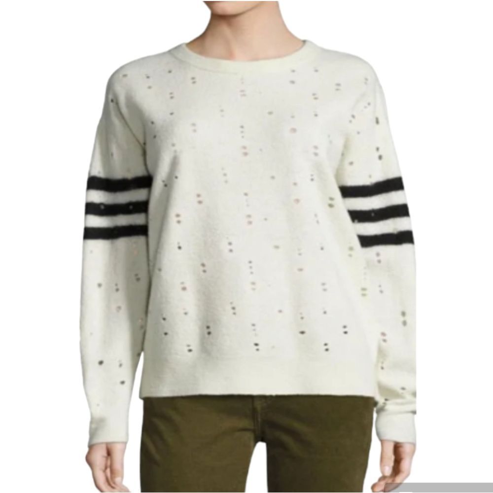 Current/Eliott Destroyed Boiled Wool Varsity Sweater